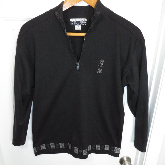 VINTAGE Fido Dido 1/4 Zip Pullover Size Medium AOP Logo Trim - Picture 4 of 8